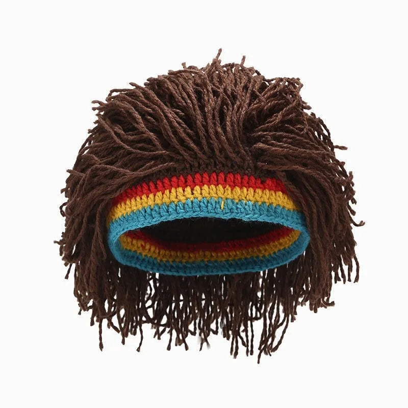 Novelty Dreads Knit Hat Warm Fuzzy Wool Cap Braided Wig Unique Hip Qme