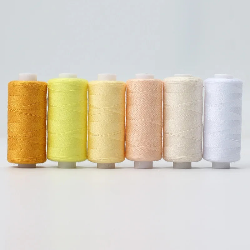 6 Rolls Polyester Sewing Thread Set Assorted Colors Polyester Sewing Machine Thread for Home DIY Manual and Mechanical Sewing Qme Light Series
