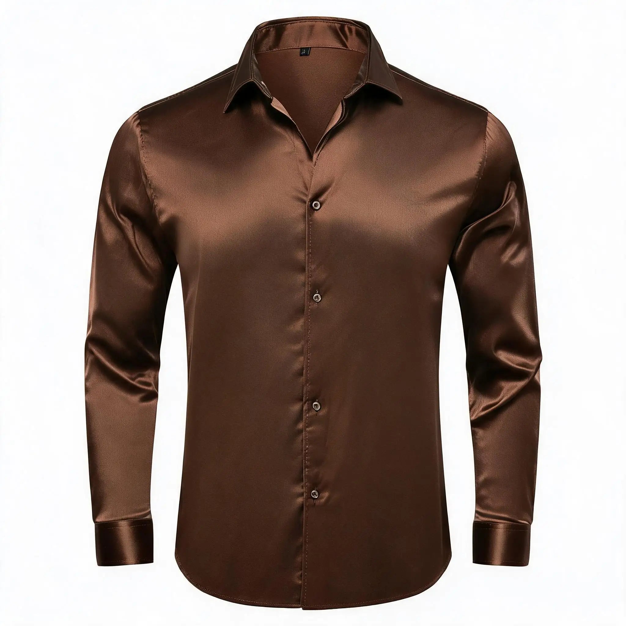 Solid LS Shirt Brown or Pink or Purple or Green or Blue or Black or Red Basic Button Office Daily Fit Qme