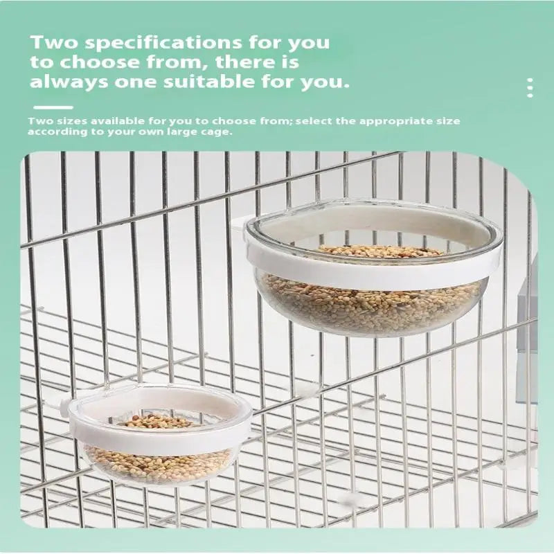 Cage Convenient Hanging Seed Water Feeder Parrots Bird Feeding Bowl Qme