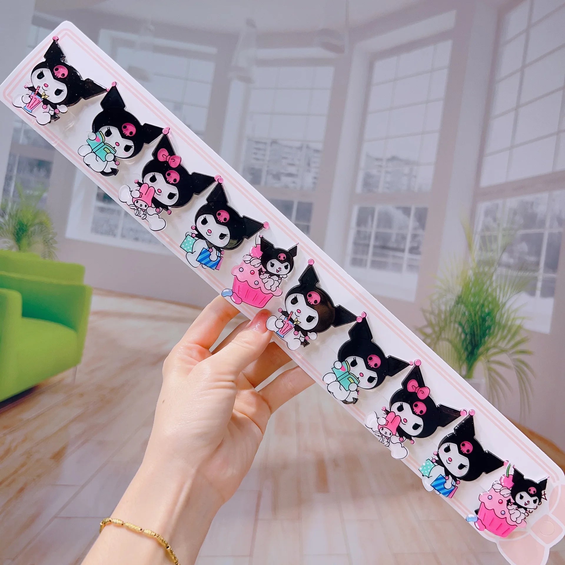 Clownee Headpiece Black Pink Hair Clip School Accessories Acrylic Qme 4