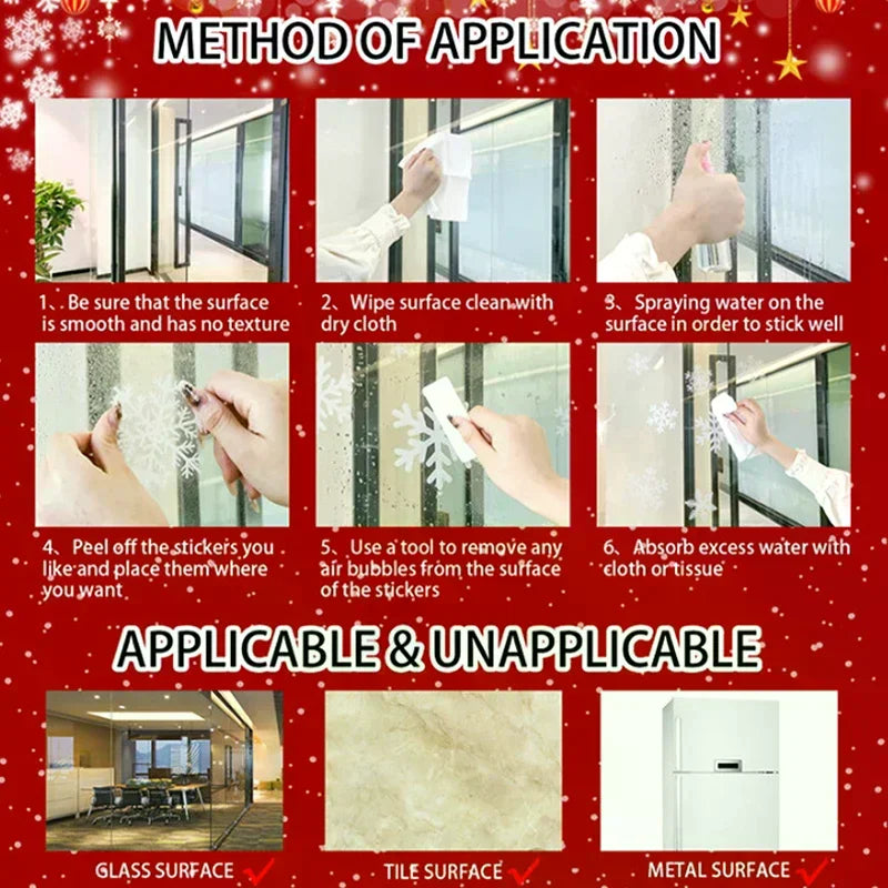 Blue Christmas Window Clings-Static Sticker Set With Bells, Reindeer, Santa, Snowflakes & Snowman For Holiday Party Decor Qme