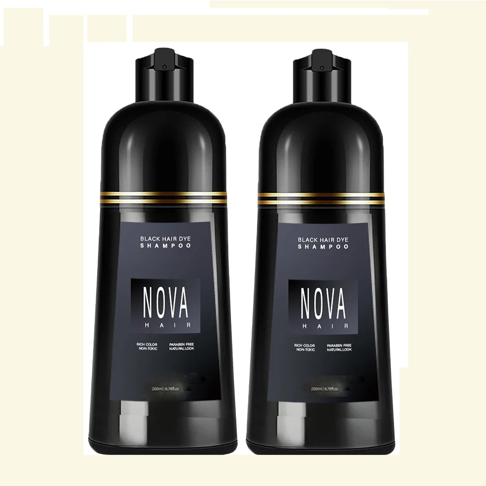 1 2 Black Hair Dye Shampoo Nova Instant Coloring Gray Long Lasting Qme 2pcs