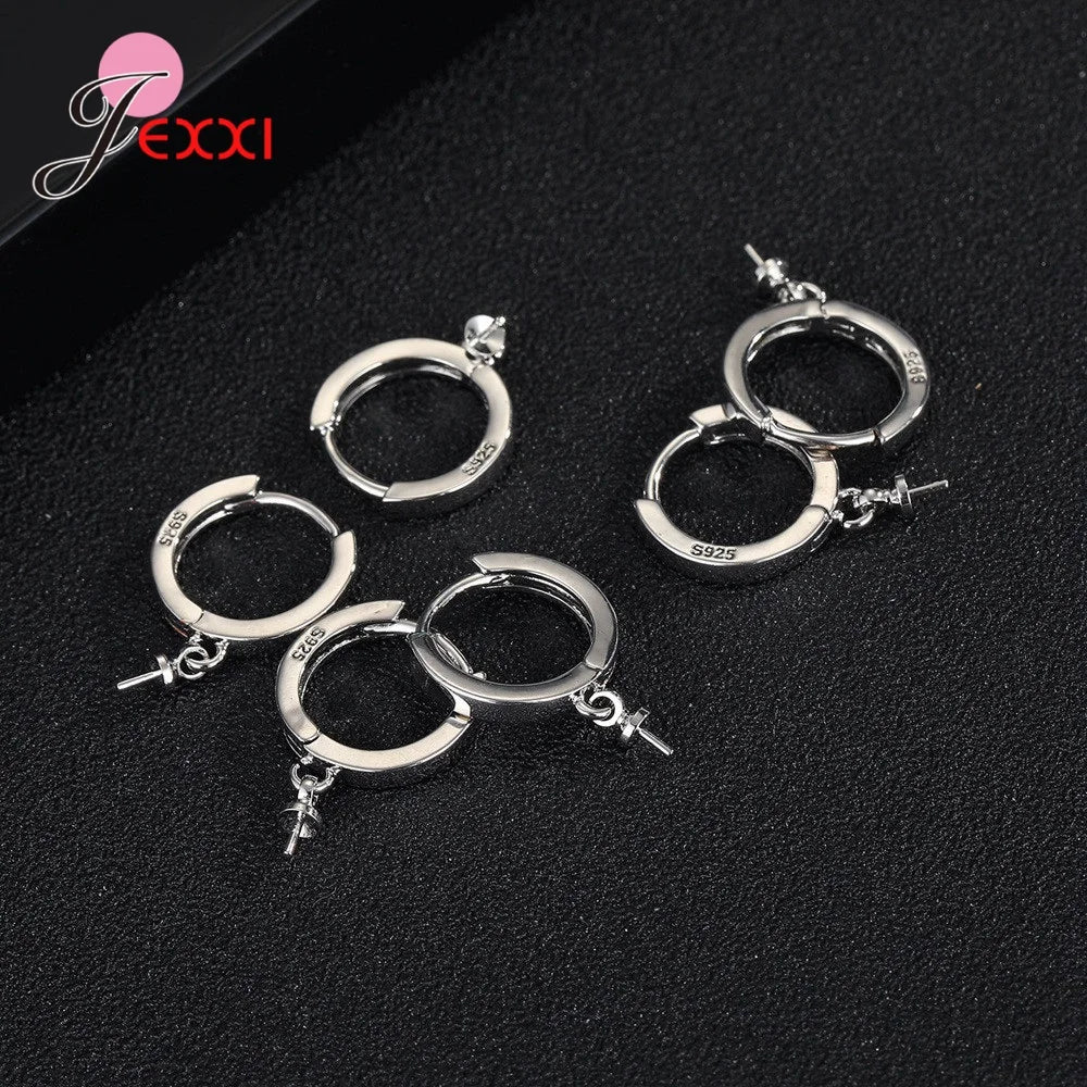 Round Shape Earrings Jewelry Genuine 925 Stamp Sterling Silver Color For Women Girls Wedding Fashion Jewelry Qme