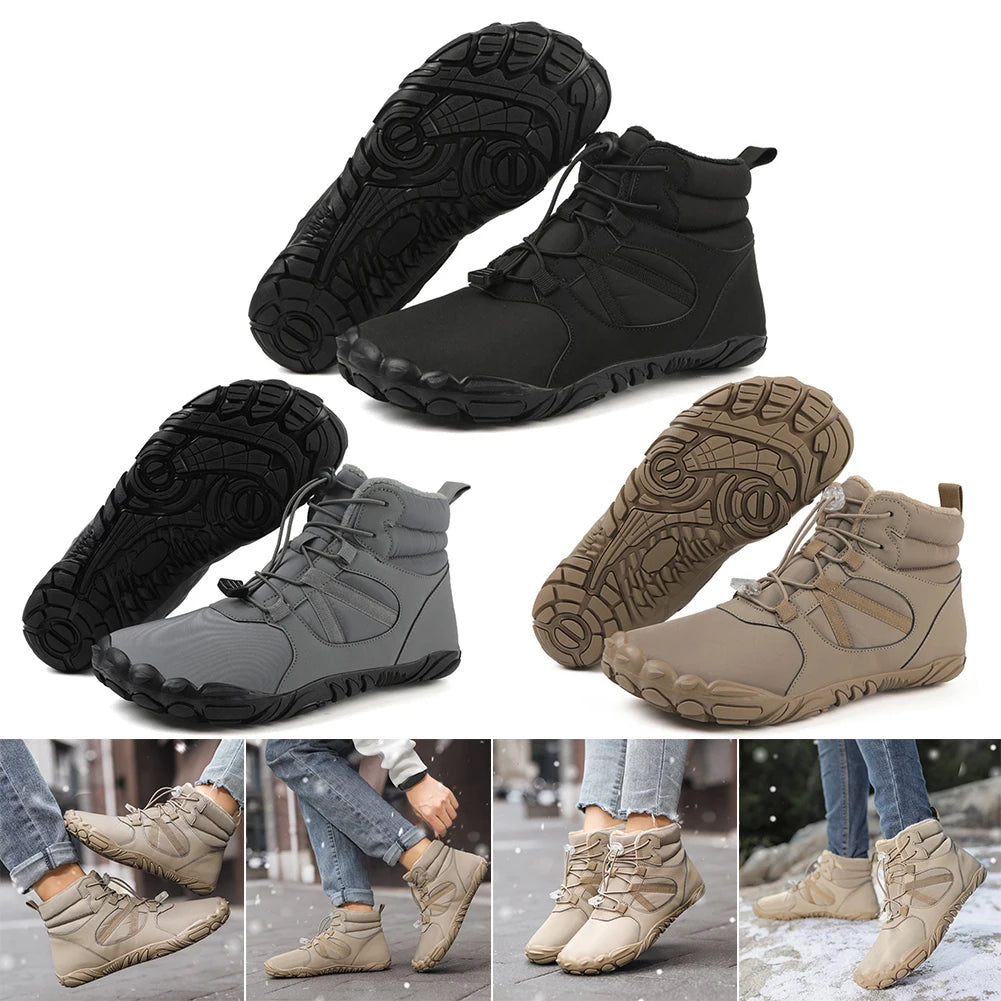 Winter Snow Boots Winter Jogging Sneakers Non Slip Casual Barefoot Shoes Waterproof High Top for Outdoor Travel Qme