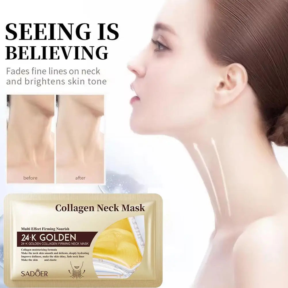 24K Gold Collagen Neck Mask,Crystal Gel Neck Patch,Deeply Moisturizing Nourishing Neck Care Mask For Neck Skin Care 1/3pcs Qme