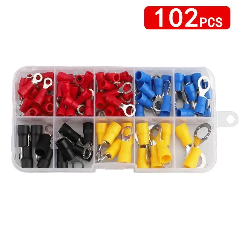 102/280pcs Insulated Terminal Block Set With Crimping Pliers Is Ideal For Home Electrical Repairs And Industrial Wiring Work Qme Black B