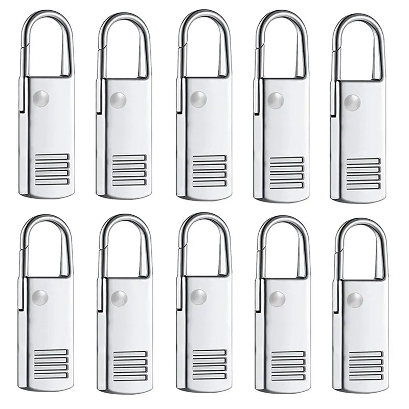 Zipper Slider Puller Instant Zipper Repair Kit Replacement For Broken Buckle Travel Bag Suitcase Zipper Head DIY Sewing Craft Qme 10PCS Silver