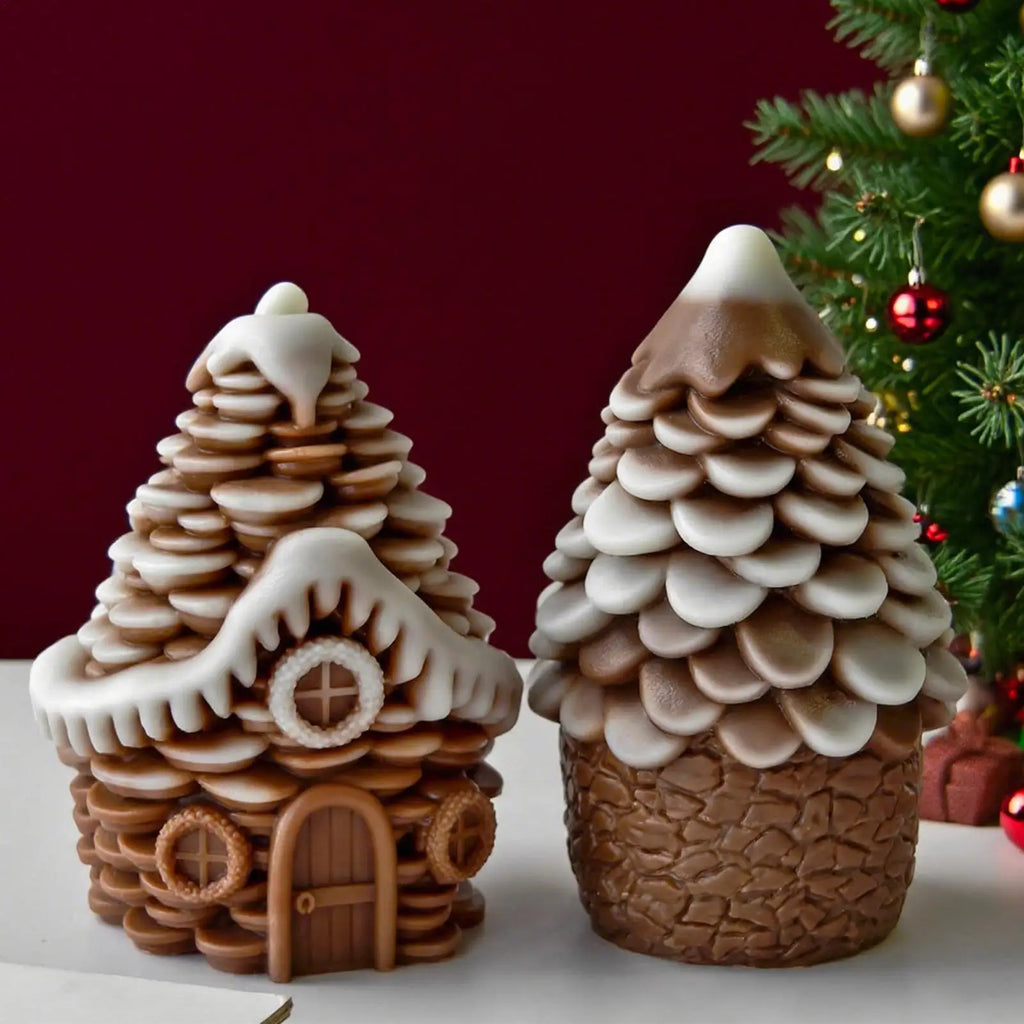 Christmas Molds For Candles Pine Cone House Casting Mould Home Decor Cement Moulds For Epoxy Resin Plaster Soap Party Planners Qme