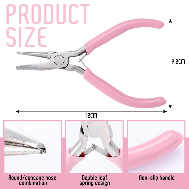 Pink Round Concave Pliers Wire Looping Mini Precision Pliers Wire Bending Tools for DIY Jewelry Making Eye Hobby Projects Qme