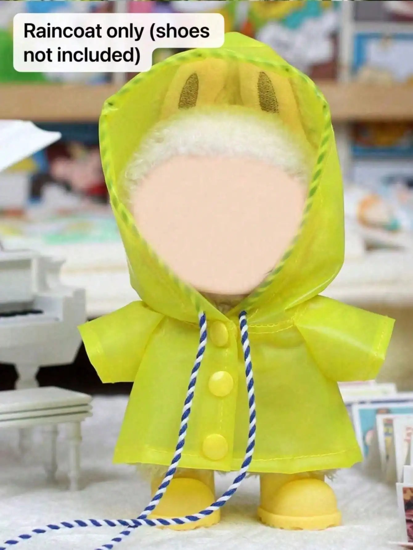 Labubu Raincoat Outfit Waterproof Cape Boots 6 69' Fashion Dolls Qme Yellow One Size