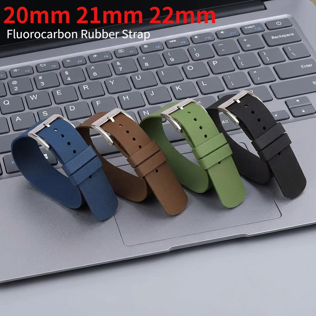 New Sports Fashion for One Piece FKM Watch Strap 20mm 21mm 22mm Rubber Watch Band Wristband for Seiko for Omega watch Qme
