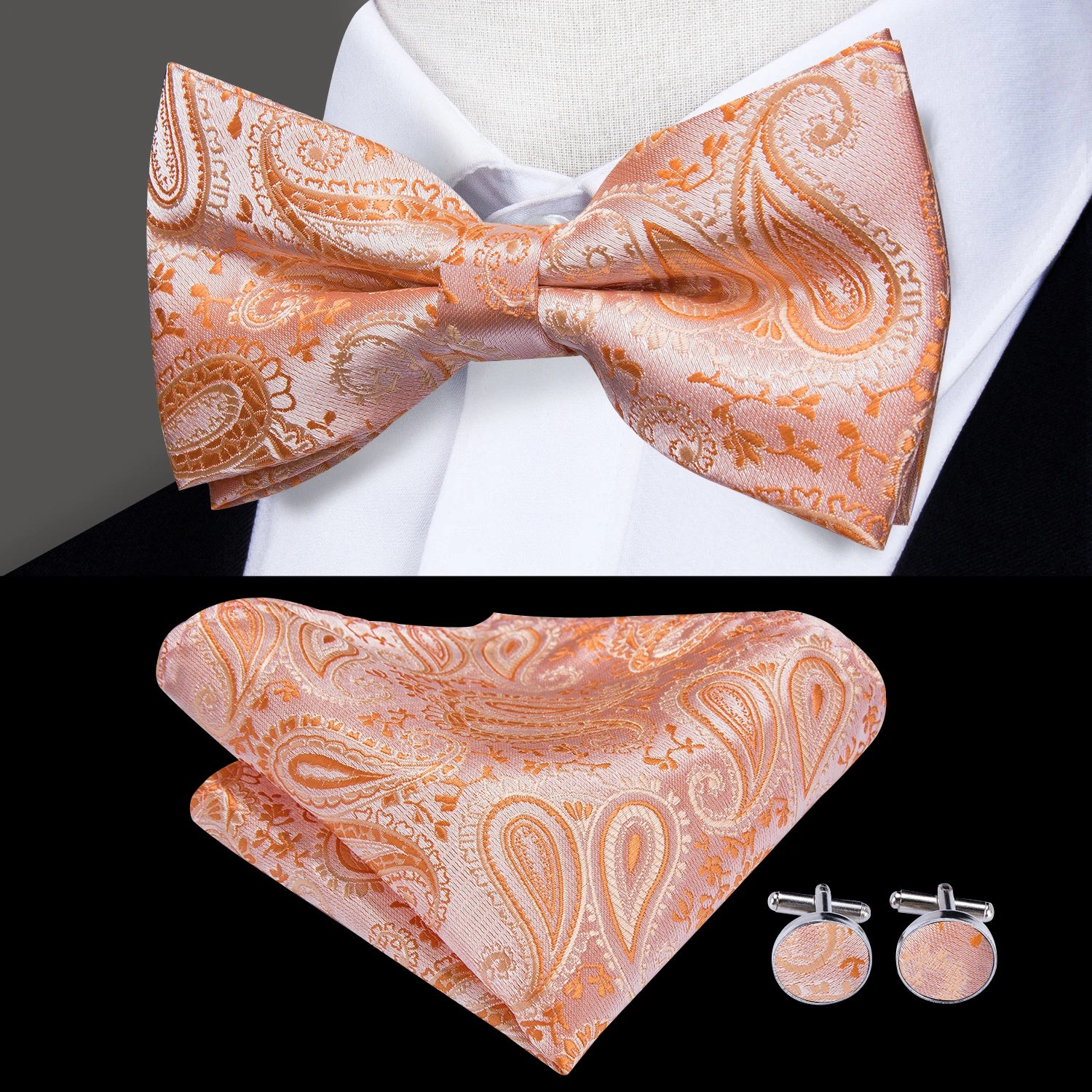 Hi-tie Classic Bow Ties Men Silk Butterfly Pre-tied Male Bowtie