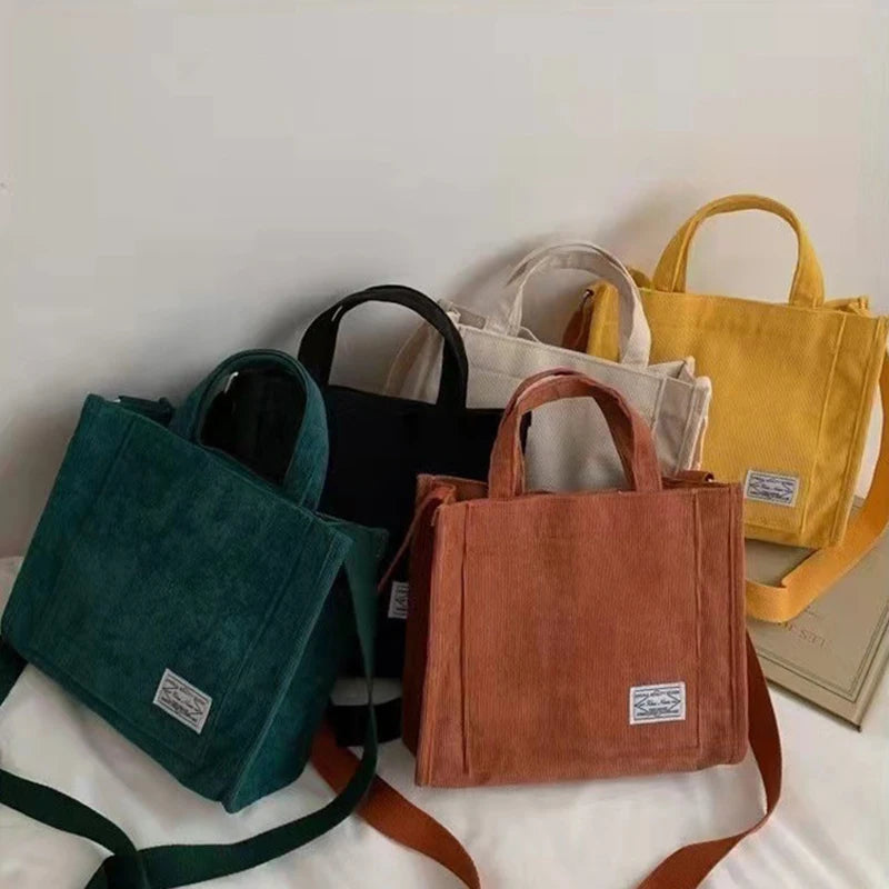 Corduroy Shoulder Bag 2024 New Women Small Square Bag Fashion Ladies Student Handbag Large-capacity Shoulder Cross Bag Tote Bag Qme