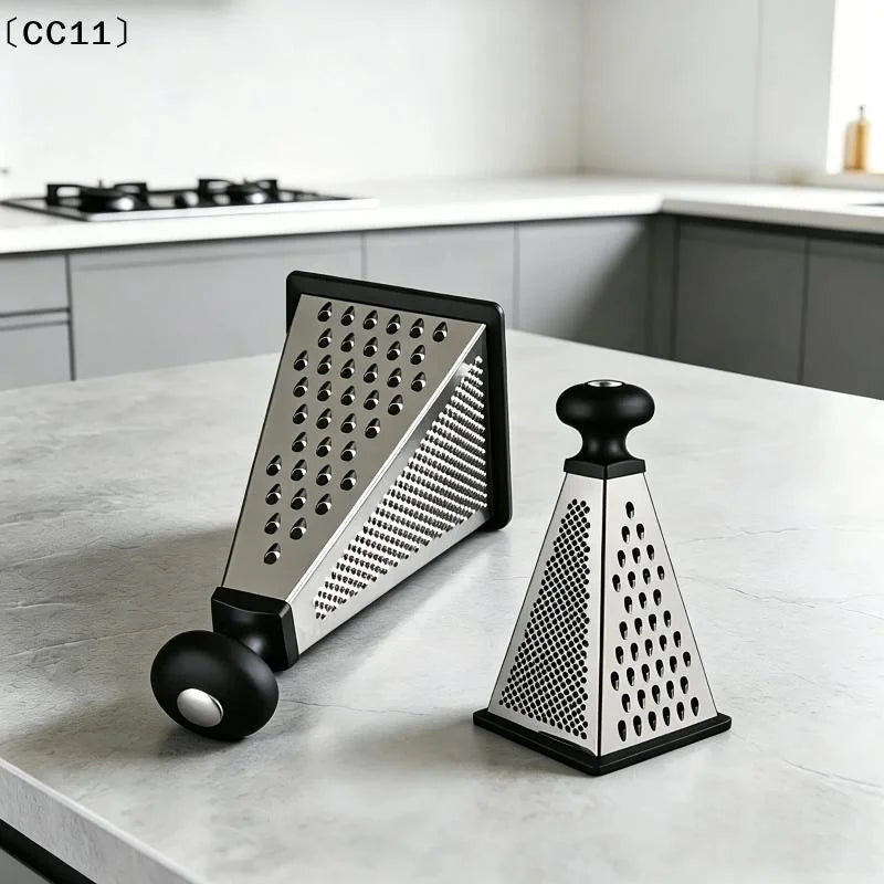 Stainless Steel 4 Sided Pyramid Grater Non Slip Handle Perfect Home Qme