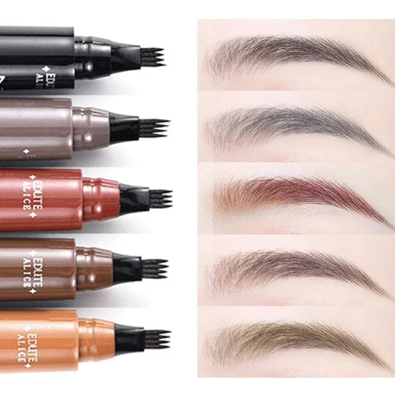4 Fork Tip Eyebrow Tattoo Pencil 5 Colors Eyebrow Waterproof Pen Long Lasting Natural Dark Brown Liquid Eye Brow Pencil Makeup Qme