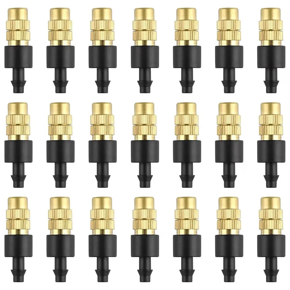 10pcs 4/7PVC Outdoor Misting Cooling System Garden Irrigation Watering 1/4'' Brass Atomizer Adjustable Garden Micro Sprinklers Qme 50pcs