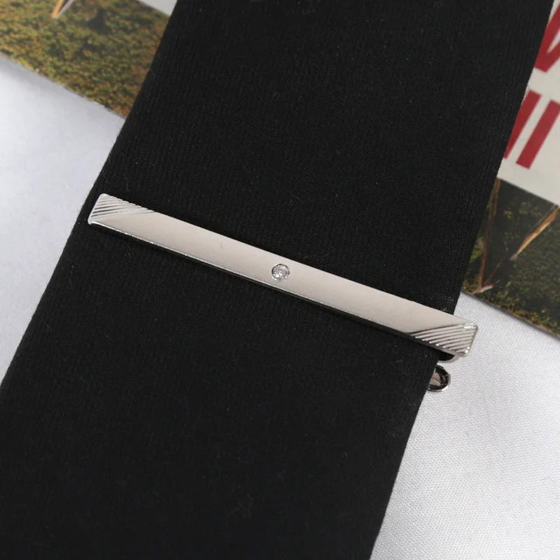 Tie Clips Men Necktie Accessories Fashion Metal Silver Tone Simple Qme A-7