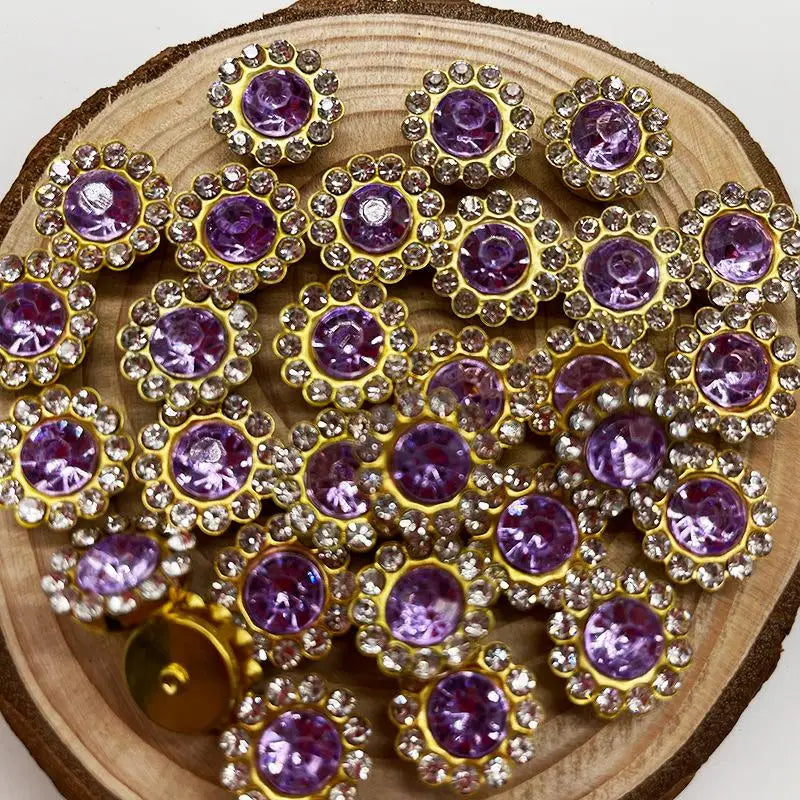 10/12mm Round Crystal Glass Sewing Stone Glue-on Claw Rhinestones Gold Base Button Sew On Rhinestones For Diy Clothes Crafts Qme M 12MM