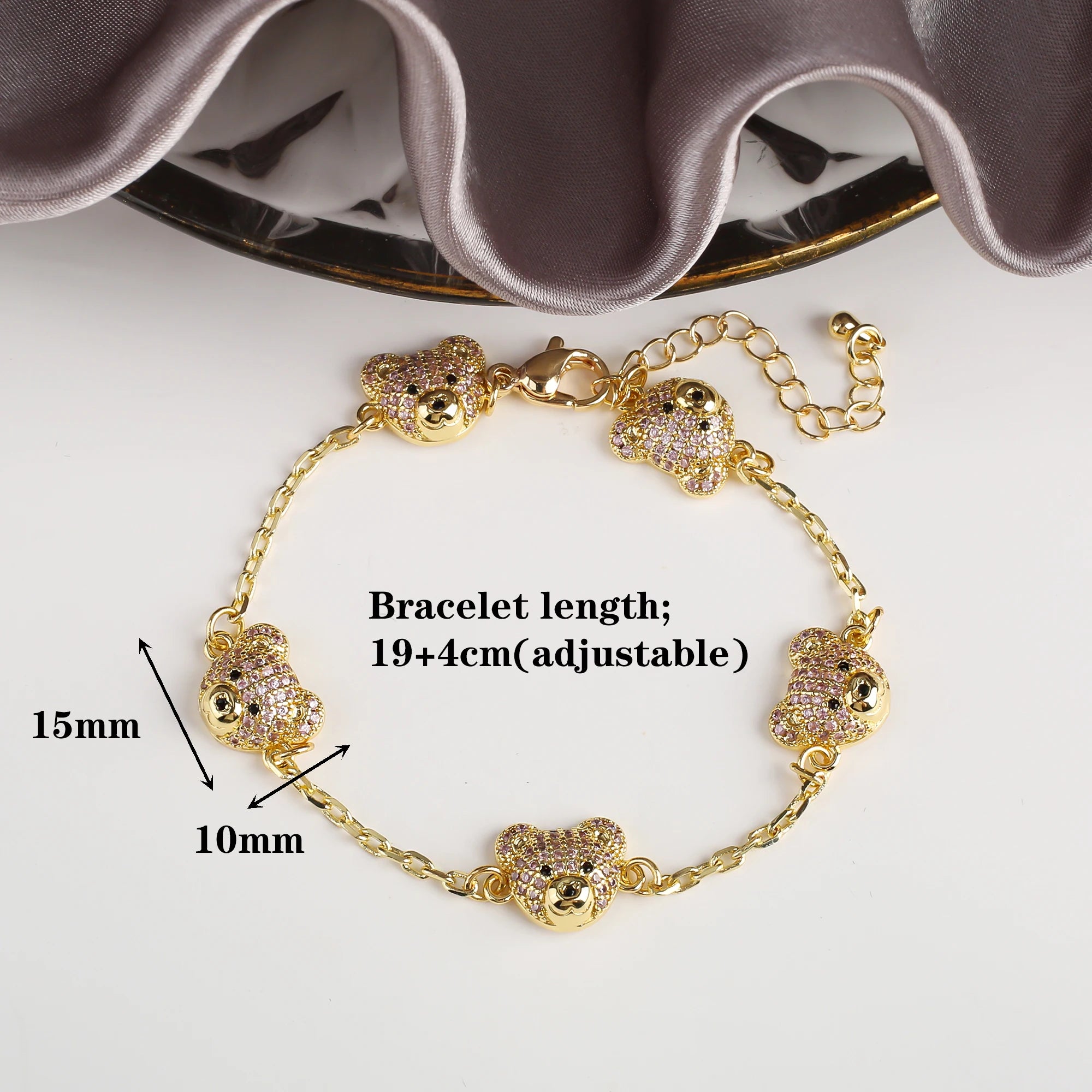 New 6 Colors Cute Zirconia Bear Bracelet Classic Animal Crystal Chain Bracelet Charm For Woman Girl Jewelry Gift Free Shipping Qme 6