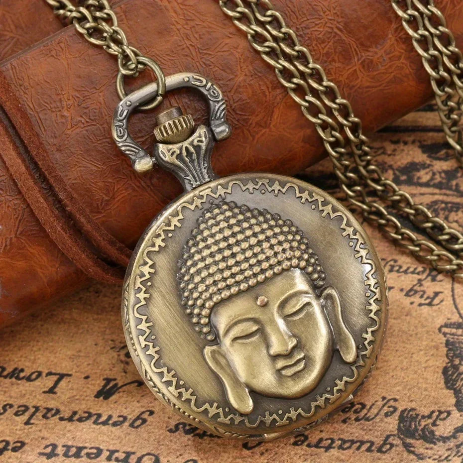 Unique Tibetan Buddhist Temple Quartz Pocket Watch with Chain - A Perfect Gift for Men & Women! Qme