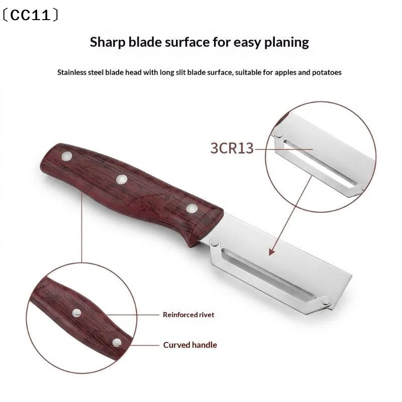 Stainless Steel Vegetable Peeler Wood Grain Handle Blade Perfect Home Qme