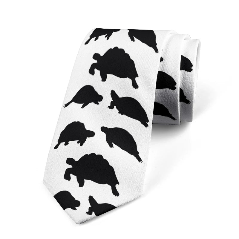 Funny Cartoon Tortoise Print Tie Unisex Fashion Business Men's Casual Qme style6