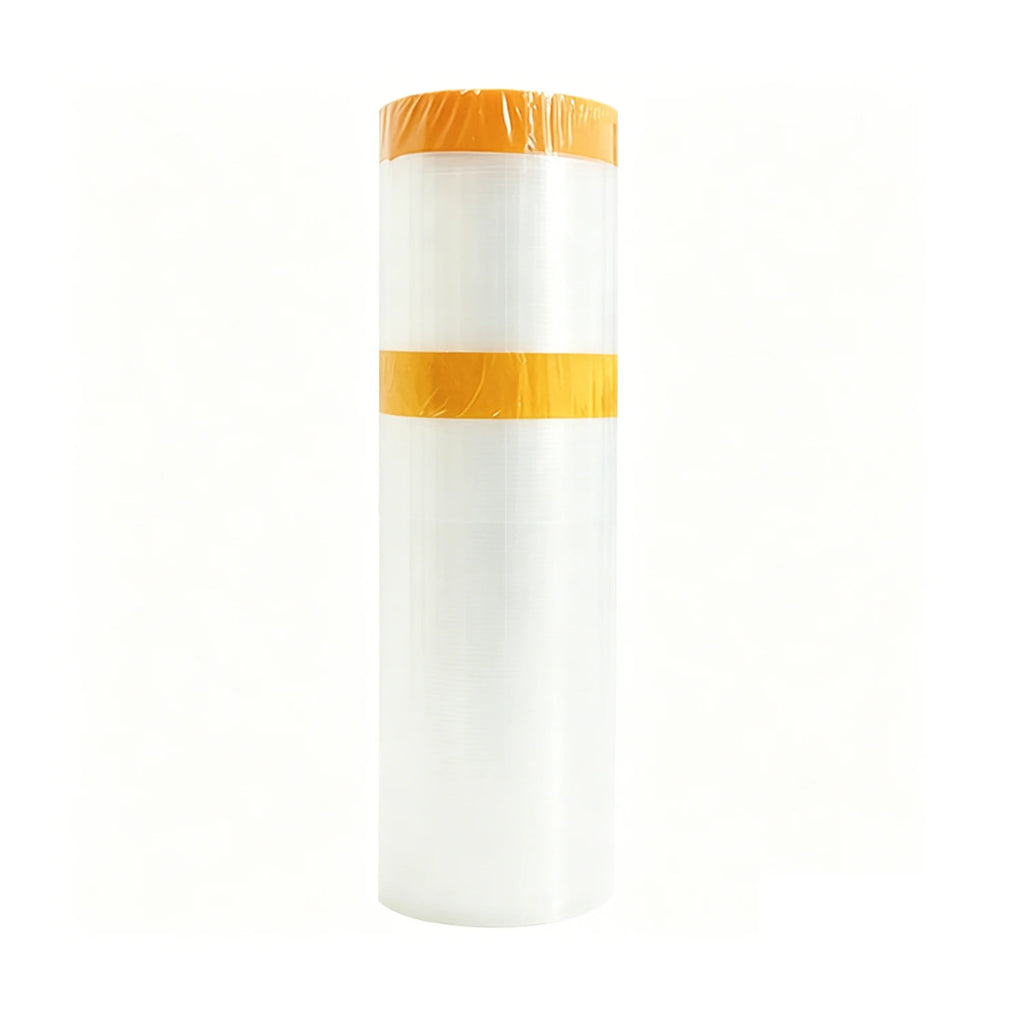 Double Pre-Taped Masking Film PE Drop Cloth Sheeting for Automotive Painting Furniture Living Room Dust-proof Protect Qme 1 Roll 270cm
