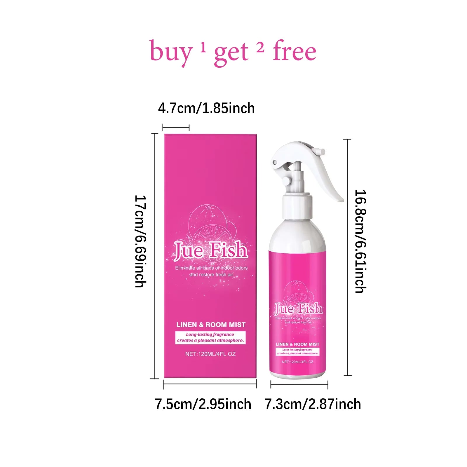 Jue Fish 120ML Indoor Spray Home Hotel Natural, Fresh, Persistent, Odorous, Clean, Deodorant and Fragrant Qme 360ml