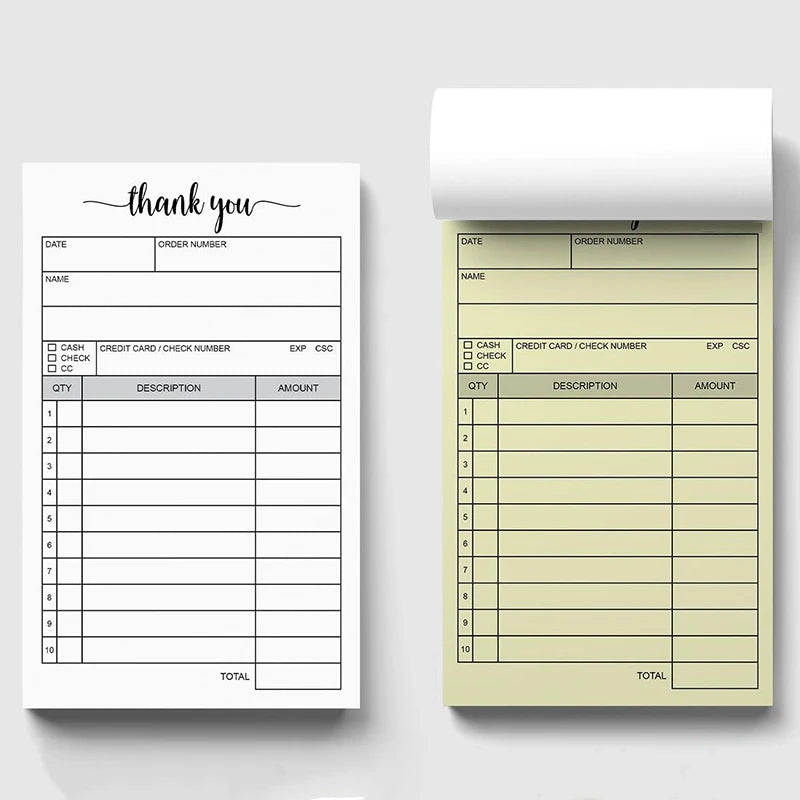 1 Receipt Book Carbonless Paper Thank You Sales Order Small Business Qme