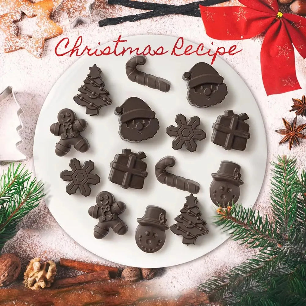 Silicone Christmas Chocolate Molds Snowflake Xmas Tree Gingerbread Qme