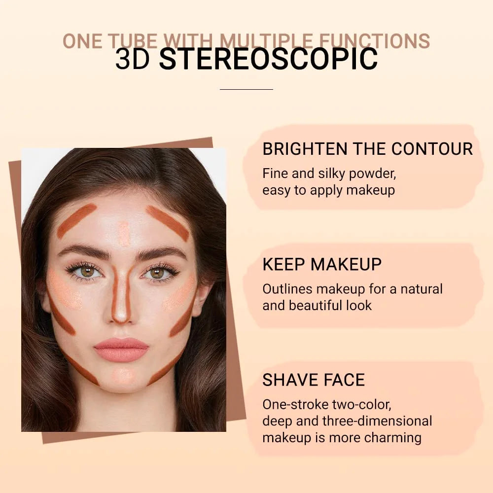 Dual-tone Highlight Contour Stick Brighten Conceal Multi-look Makeup Qme