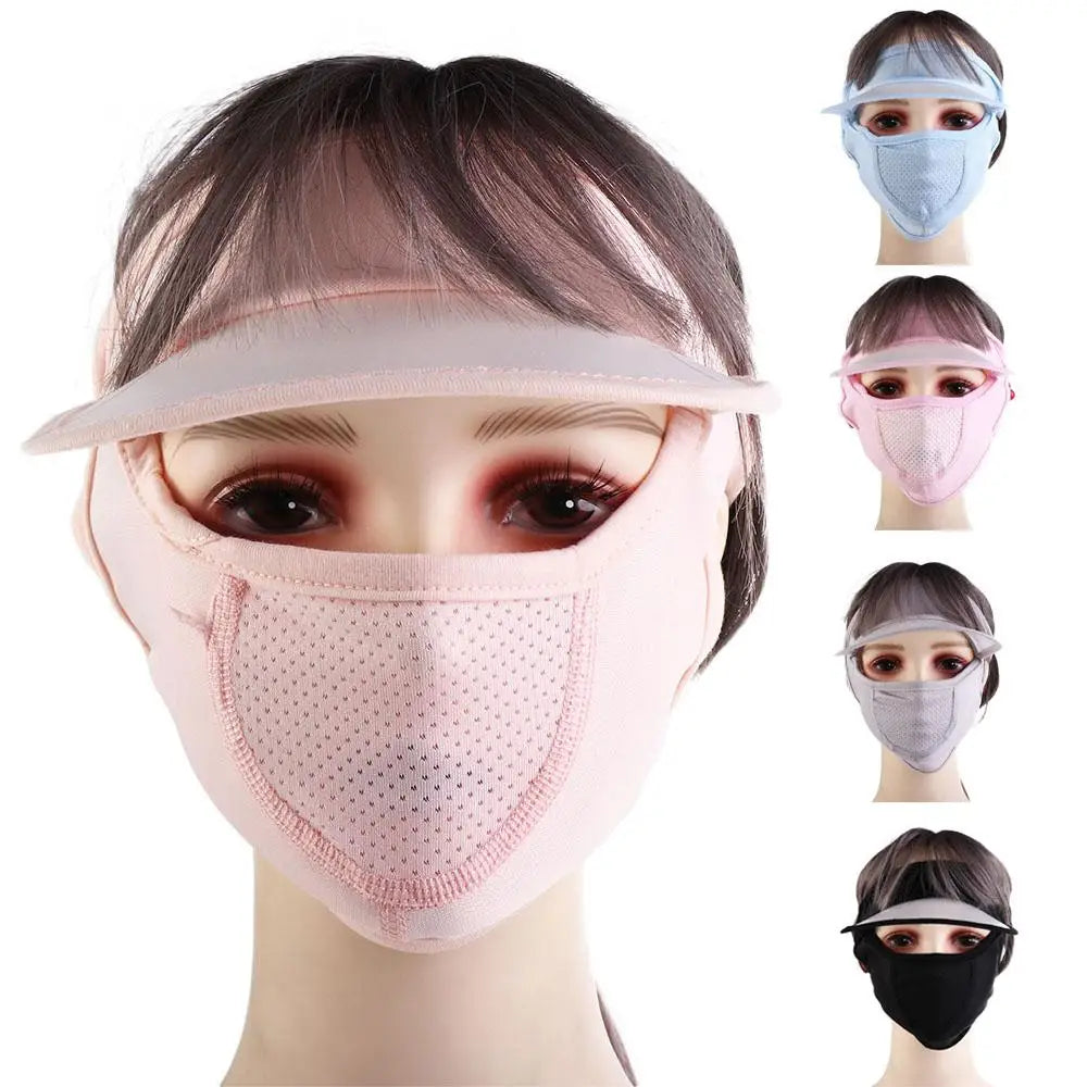 Eye protection Outdoor Face Shield With Brim Solid Color Summer Sunscreen Mask Face Gini Mask Womne Sun Hats Driving Face Mask Qme