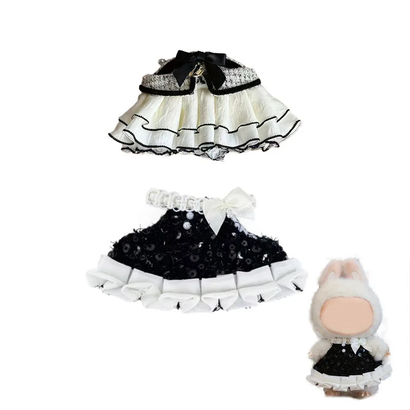 Labubu15-17cm Doll Luxury Unique Clothing, Strapless Layered Chiffon Dress, Fashion Style Fashion Collection Qme