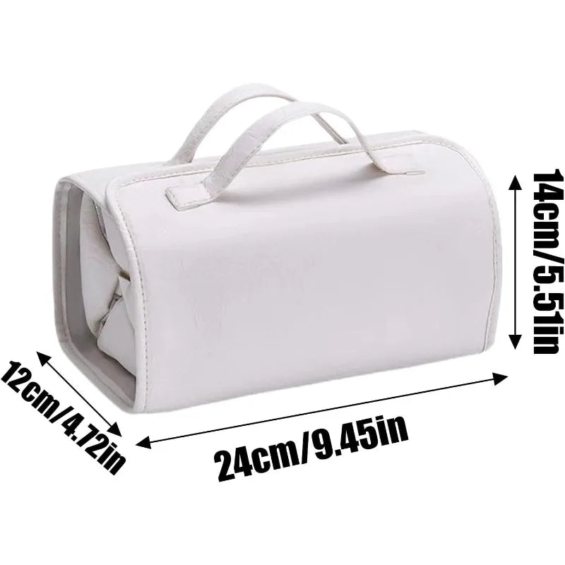 4-in-1 Detachable Leather Cosmetic Bag Waterproof Clear Compartments Qme