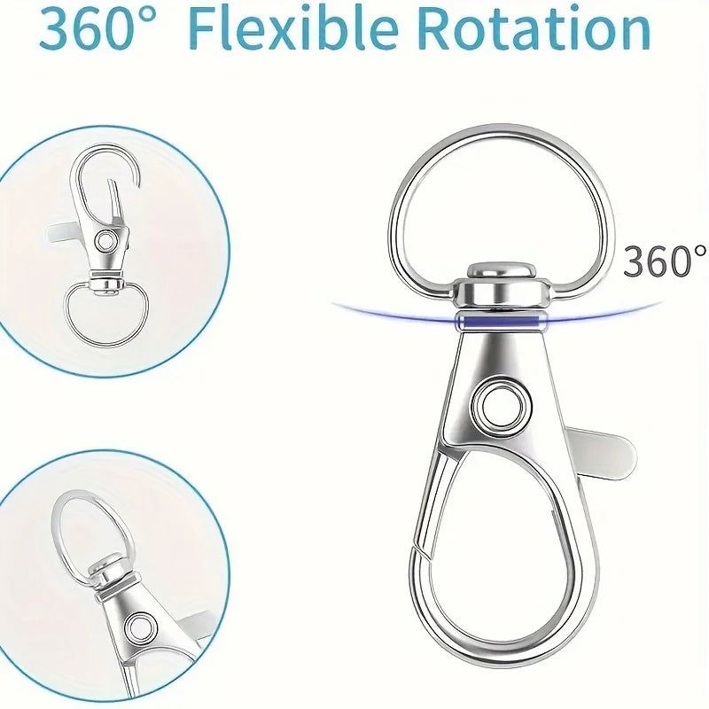 20 high-quality rotary spring hook with key ring, for key ring making kit, metal lanyard keychain hook lobster ring for key jewe Qme
