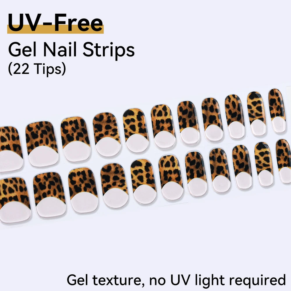 22Tips Sparkling Leopard Pattern Full Cover Nail Stickers French Qme BSA-0188