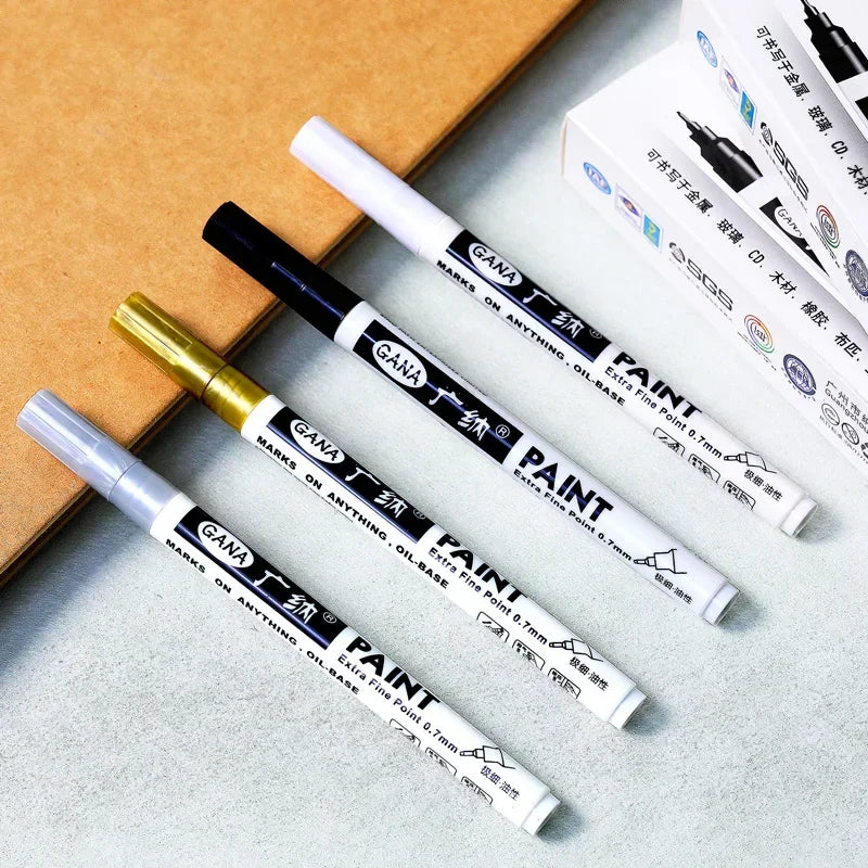 4Pcs/set High Quality Permanent Paint Markers Pen 0.7mm Fine Tip Waterproof, for Rock Painting, Wood, Metal, Canvas Qme