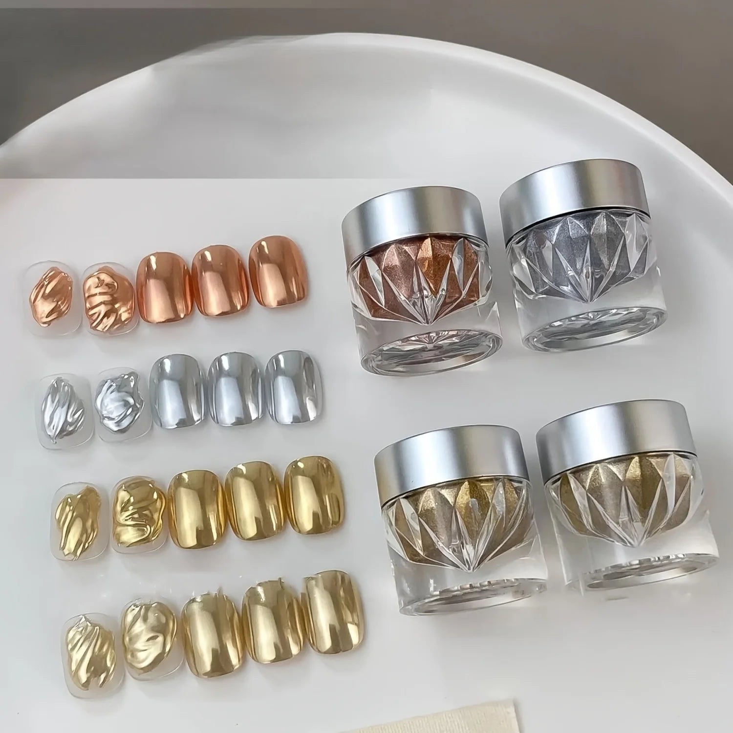 1 High-end Mirror Magic Powder Storage Box Colorful Bright Nail Art Qme
