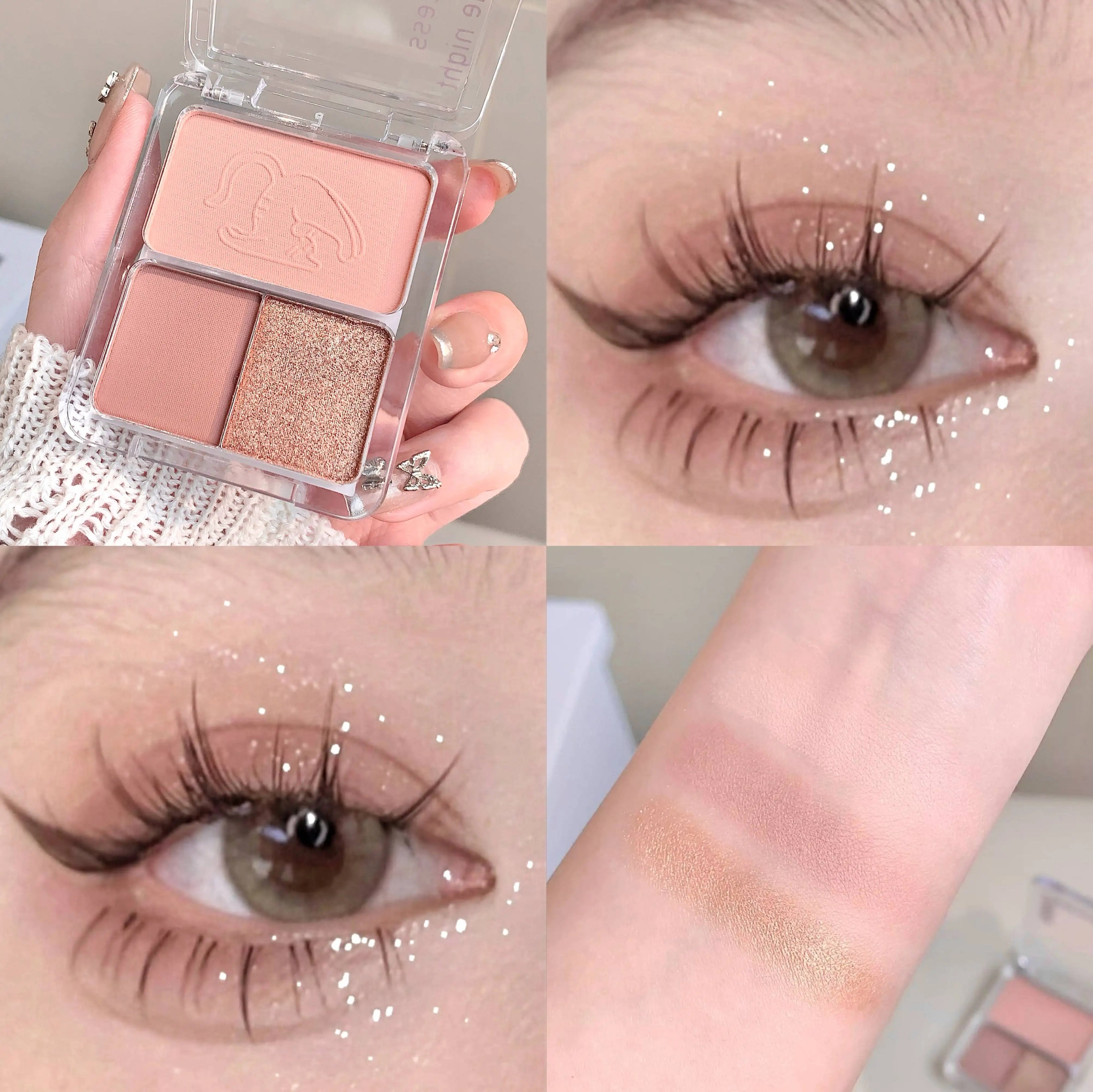 QMN Three-color Eyeshadow Palette Matte Pearlescent Long-lasting Qme QM2018-3