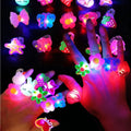 20/50pcs Cartoon LED Luminous Finger Rings Animal Flower Light Up Finger Ring Toys Glowing Rings Glow in The Dark Party Supplies Qme 20pcs