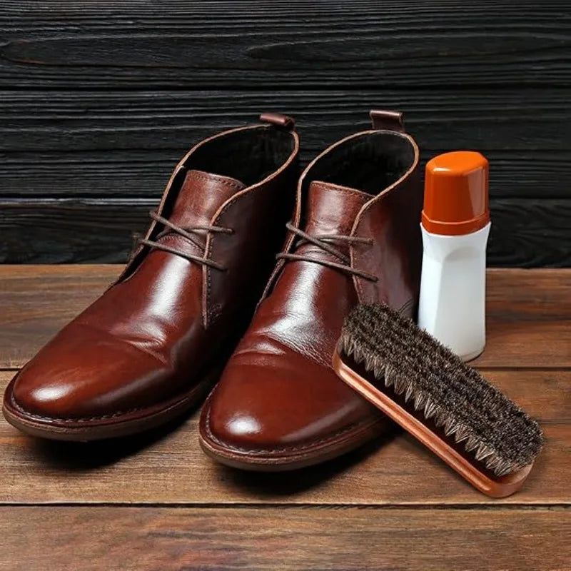 Horsehair Shoe Polish Brushes Shoehorn Applicator Daubers Leather Qme