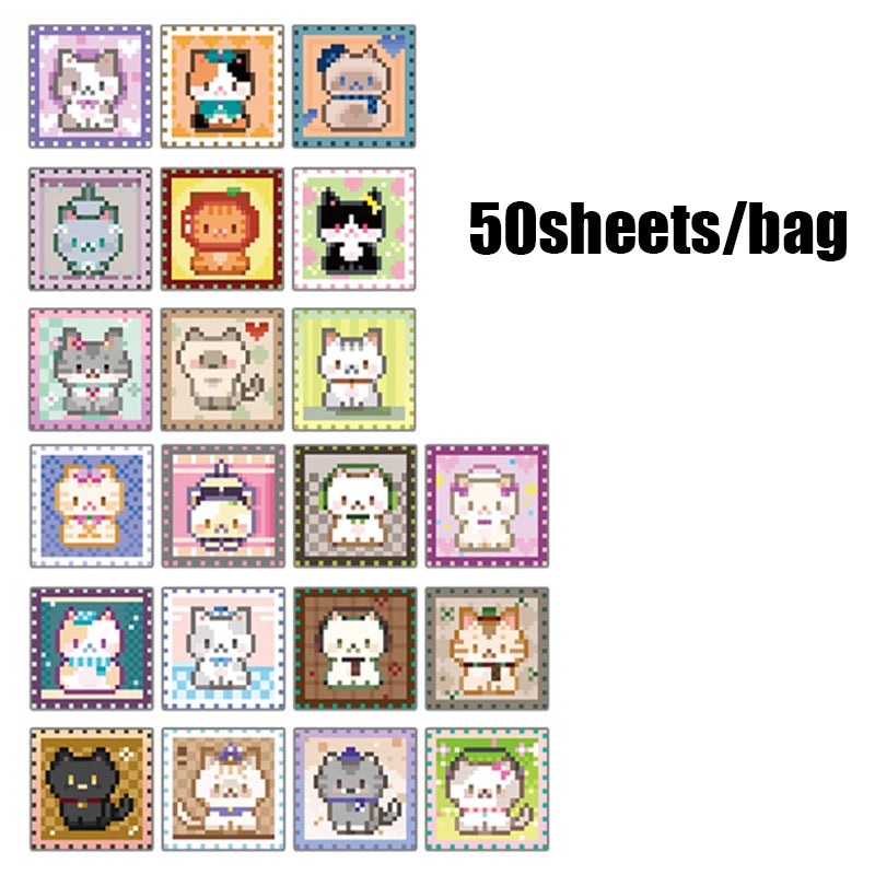 50Sheets Pixel Coloring Sticker Book Adorable Pets Theme Stress Relief Game for Scrapbooking Journaling Phone Case DIY Craft Qme 1