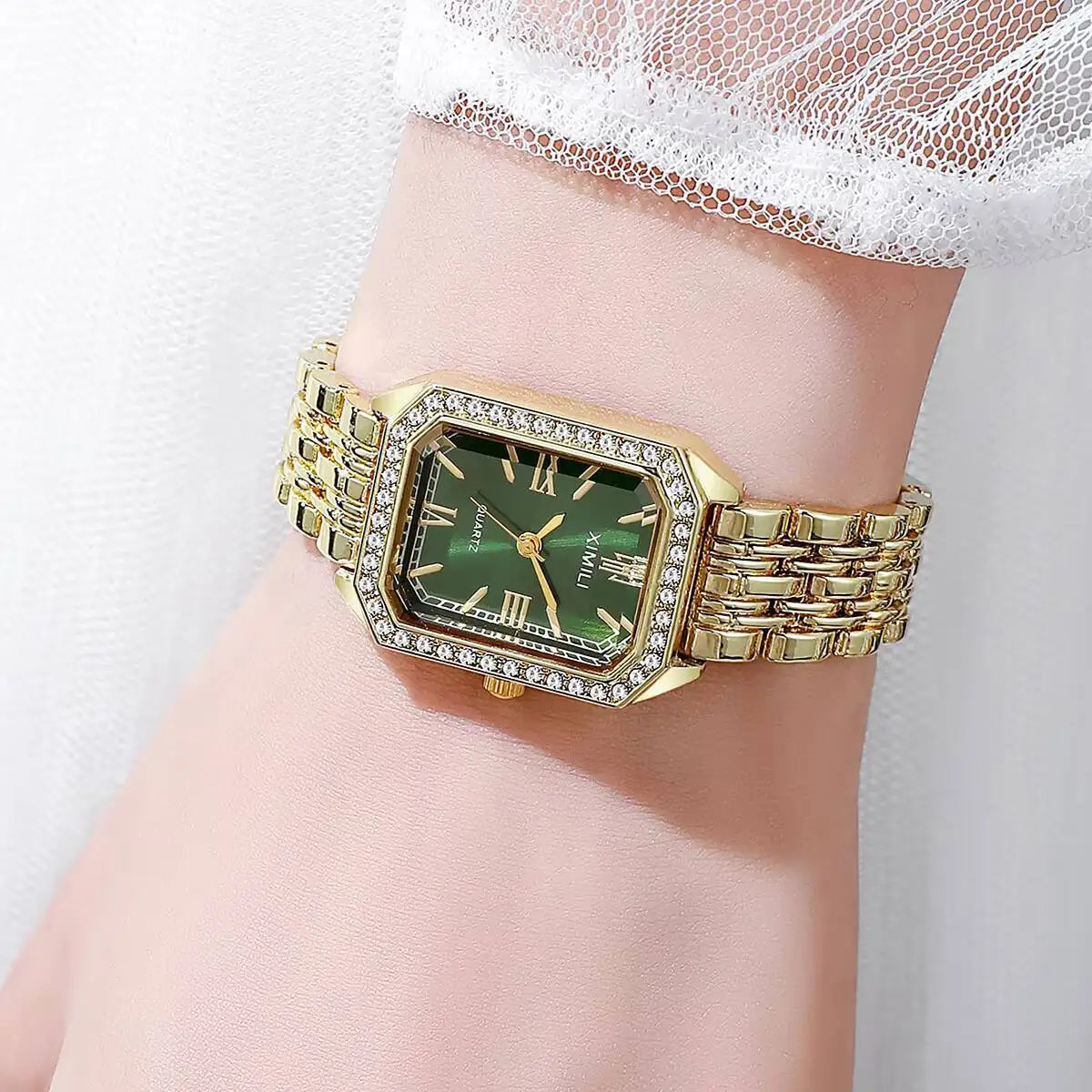 2/3/5 pçs moda retângulo relógios femininos conjunto senhoras strass relógio de quartzo pulseira relógio de pulso (sem caixa) Qme