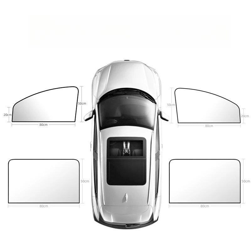 2025 Magnetic Car Sunshade Cover Summer UV Protection Side Rear Window Curtain Black Mesh Sun Shade Cover Auto Car Accessories Qme 4pcs-Mix