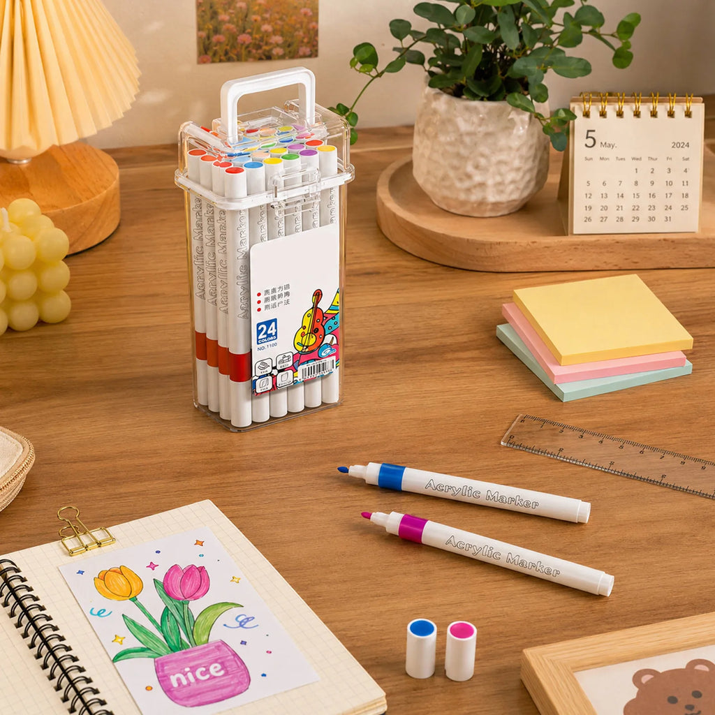 Colorful Washable Acrylic Markers for Artists Coloring Drawing Scenery Landscape Natural Kids School Sationary Water-color Pens Qme