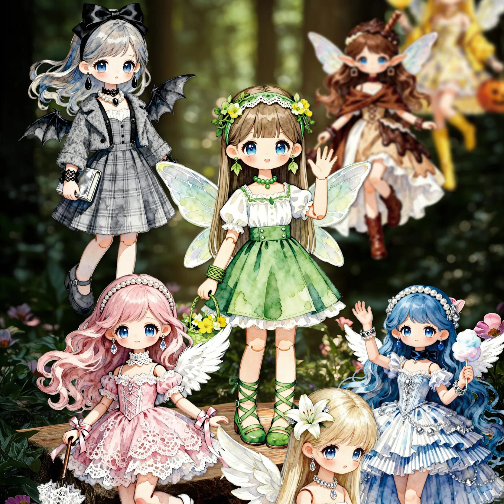 Vintage Story Lolita Angel Girls Stickers, Sweet Doll Character Collage Supplies for Journals, Multi-purpose Decorative Stickers Qme