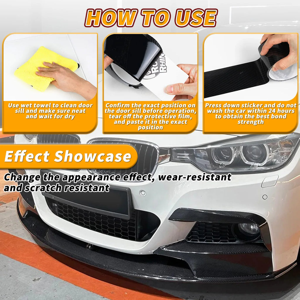 5D Carbon Fiber Car Door Sill Stickers Scratchproof Auto Bumper Strip Protect Tape - Durable Car Stickers for Vehicle Protection Qme