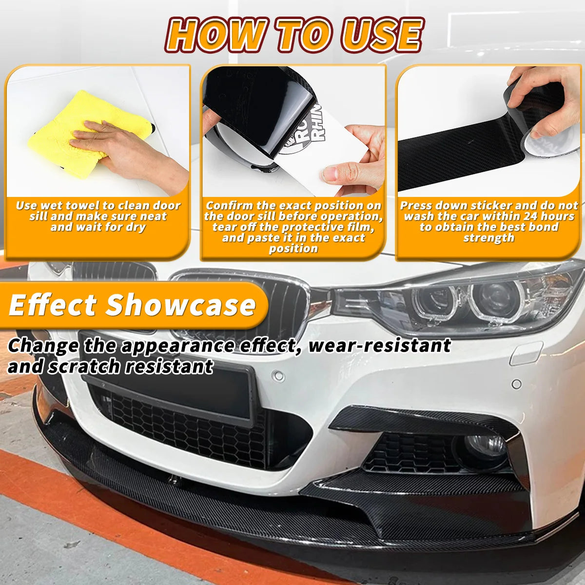 5D Carbon Fiber Car Door Sill Stickers Scratchproof Auto Bumper Strip Protect Tape - Durable Car Stickers for Vehicle Protection Qme