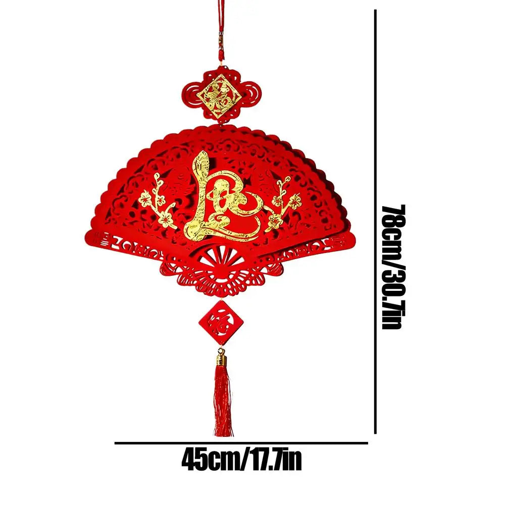 Chinese New Year Decorations 2026 New Year Auspicious Decor Flocking Tree Ornaments Festival Charm for Home Office Car Door Wall Qme Style F